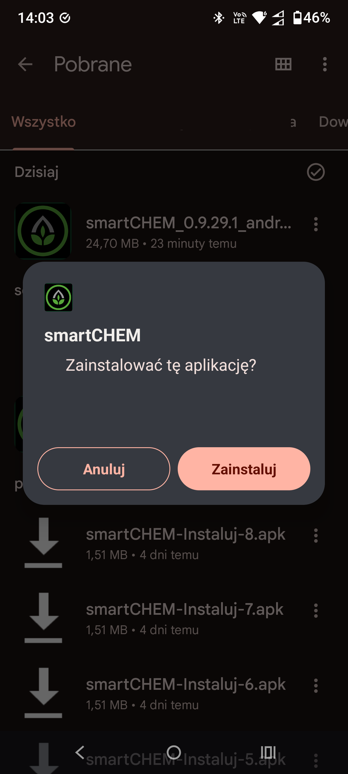 Dialog instalacji — Zainstaluj