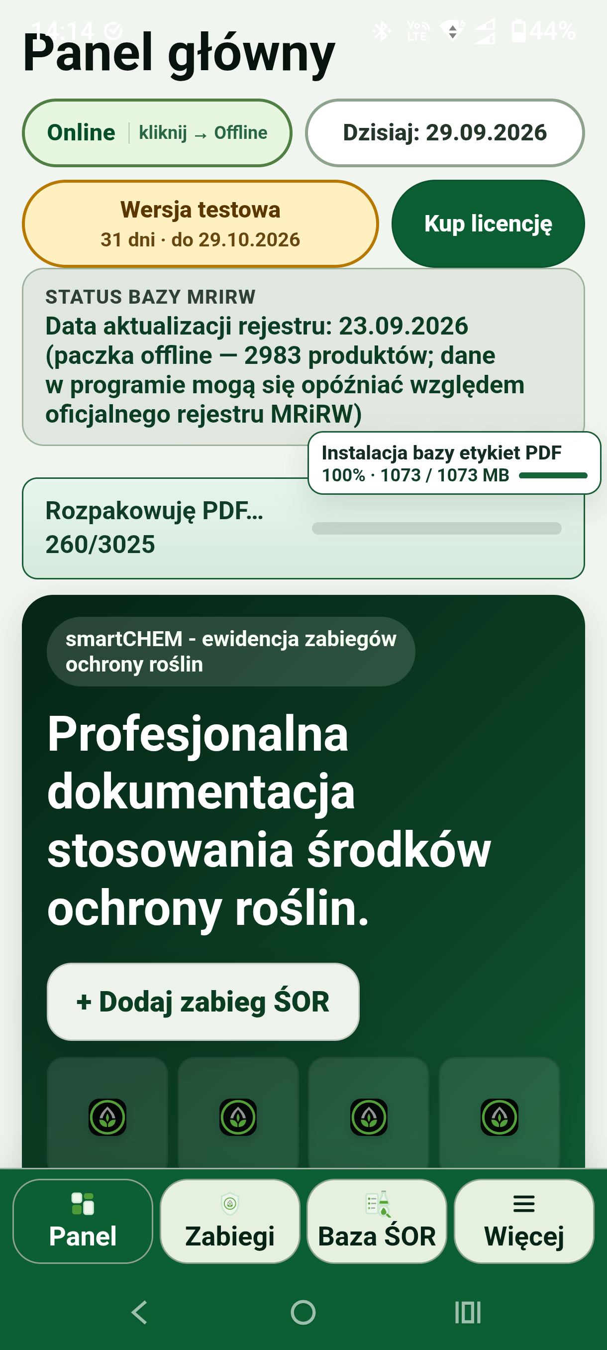 Rozpakowanie PDF i 100% instalacji bazy