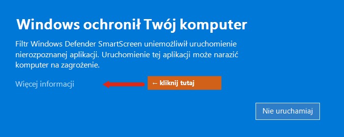 SmartScreen: kliknij Więcej informacji